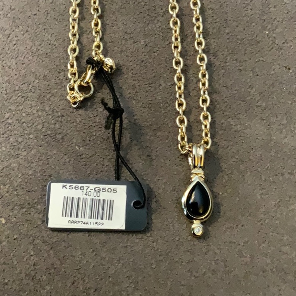 John Medeiros Gold and Black Pendant Necklace - Picture 2 of 3